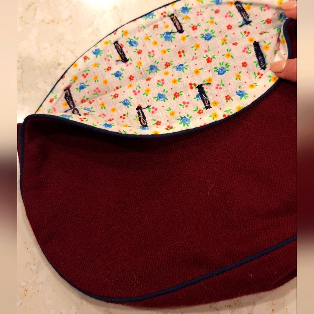 Vintage Bermuda Bag Cover for Fall...Burgundy Wool w/Navy Piping